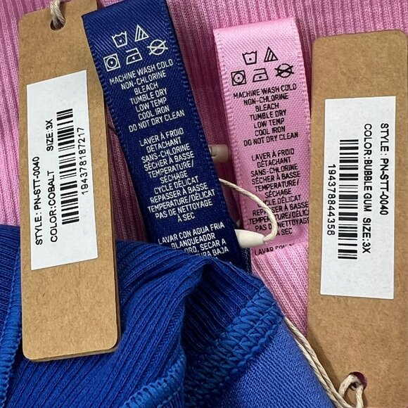 SKIMS Cotton Rib Thong Lot of 2 Bubble Gum Cobalt 3X - Picture 9 of 11